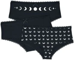 "Black Panty Set In Uni-Colour And With Prints" Panty Set Black By Gothicana By EMP