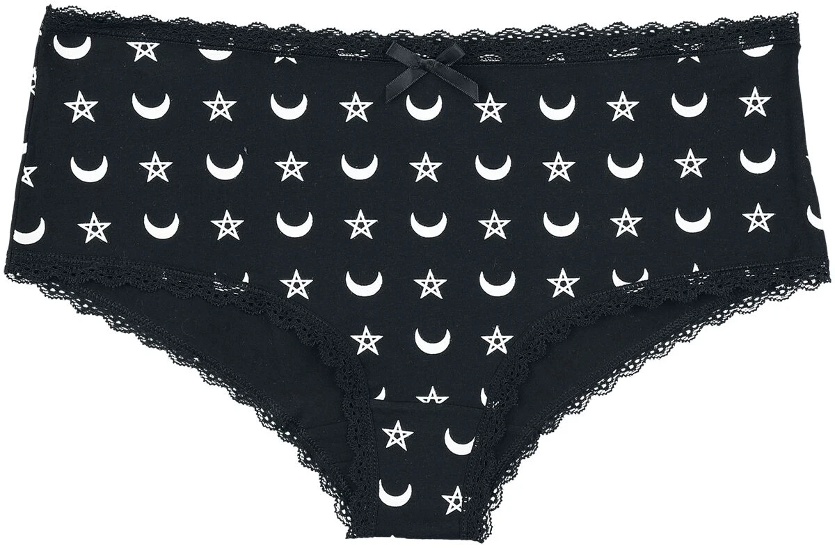 "Black Panty Set In Uni-Colour And With Prints" Panty Set Black By Gothicana By EMP - Image 3