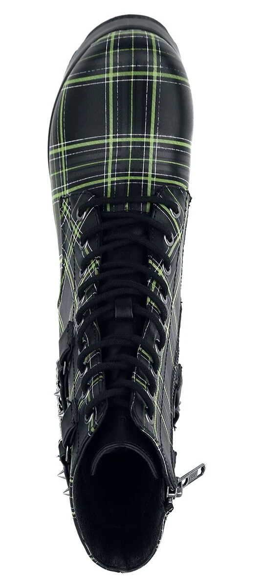 "Black Ankle Boots With Pattern, Straps And Chains" High Heel Black By Gothicana By EMP - Image 4