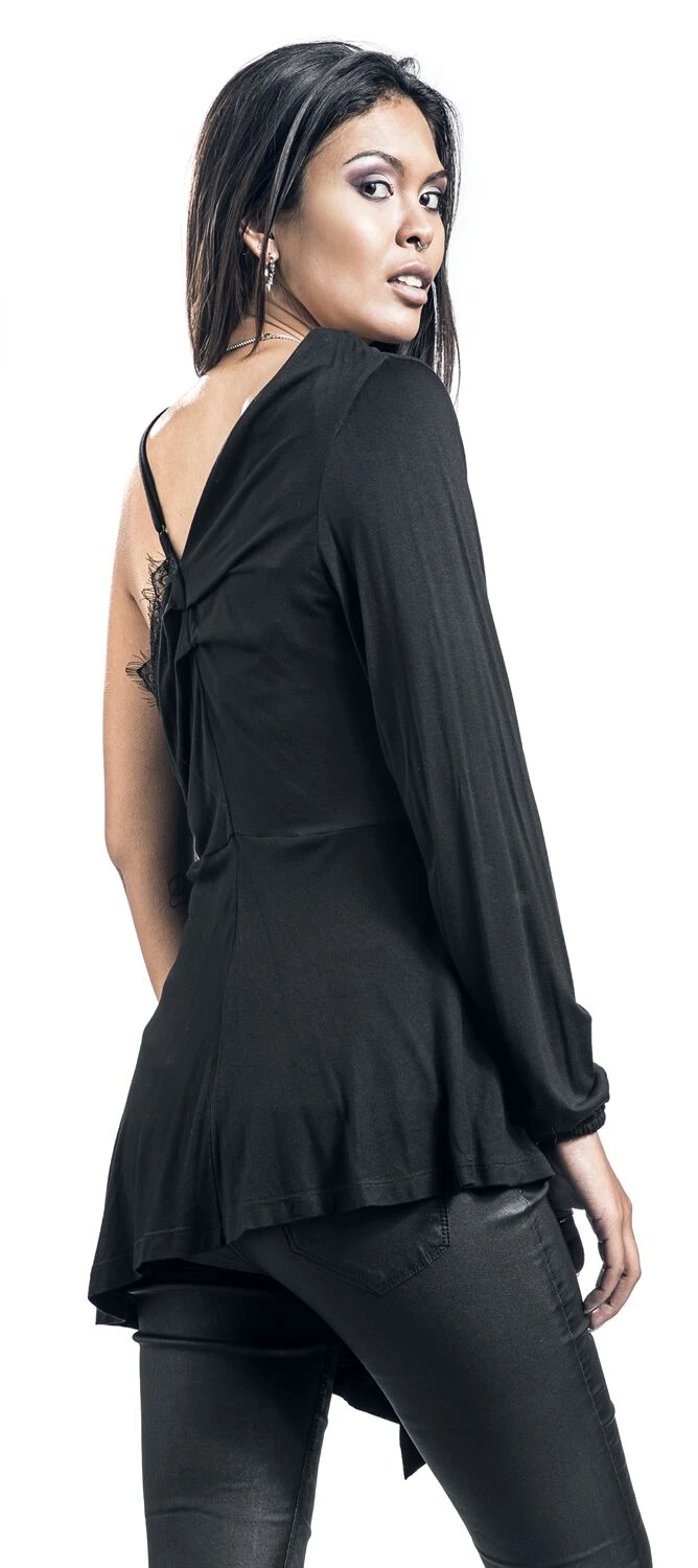 "Top With Lace Details" Long-sleeve Shirt Black By Gothicana By EMP - Image 4