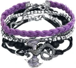 "Dragon" Bracelet Set Black-lilac By Gothicana By EMP