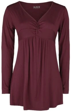 "Long-Sleeve Top With Knot Detail" Long-sleeve Shirt Burgundy By Black Premium By EMP