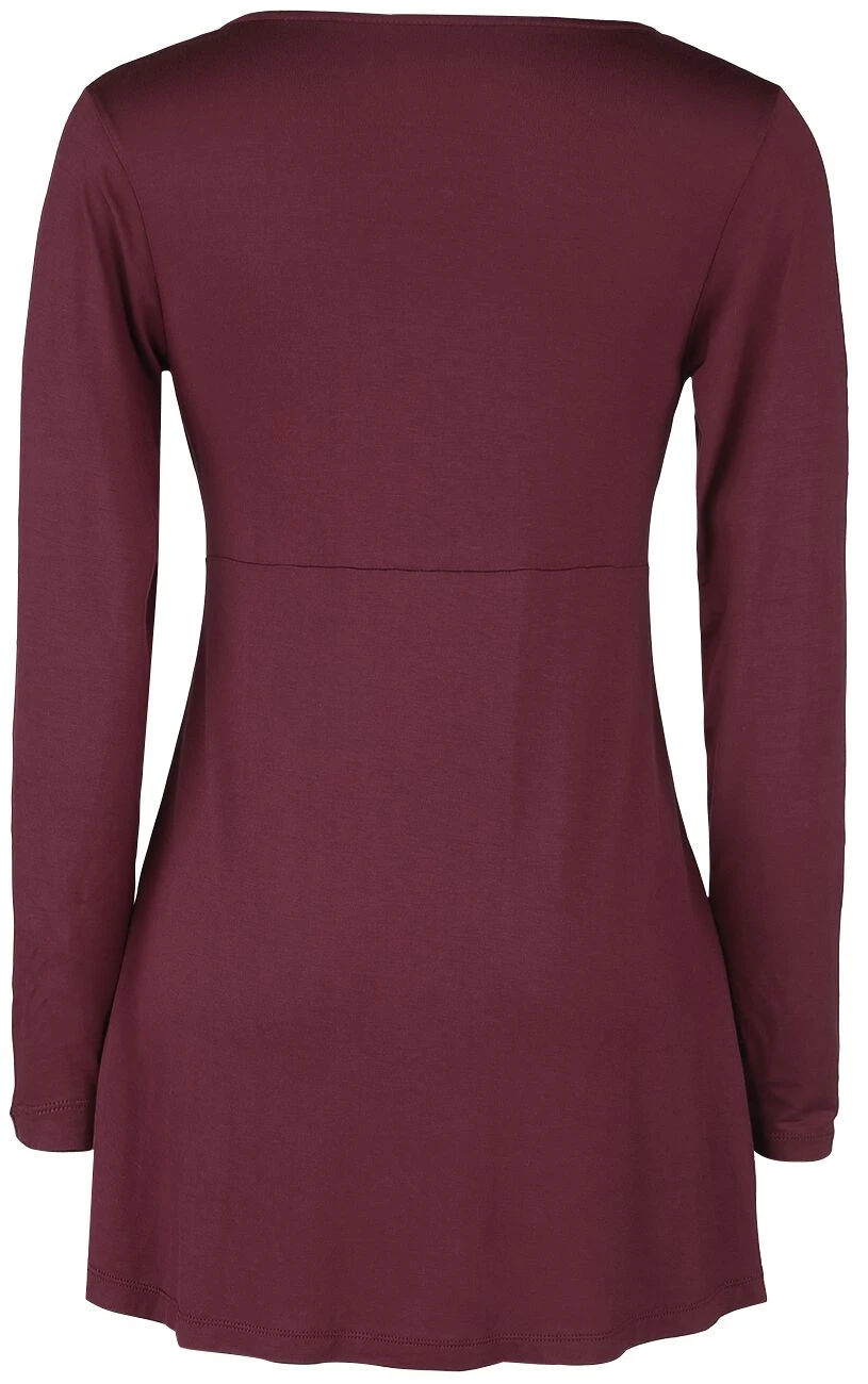 "Long-Sleeve Top With Knot Detail" Long-sleeve Shirt Burgundy By Black Premium By EMP - Image 2