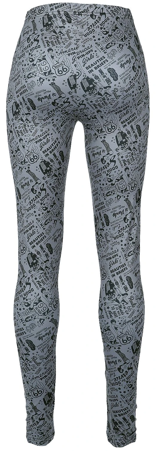 "Rock Rebel X Route 66 - Grey/Black Leggings With All-Over Print" Leggings Grey-black By Rock Rebel By EMP - Image 3