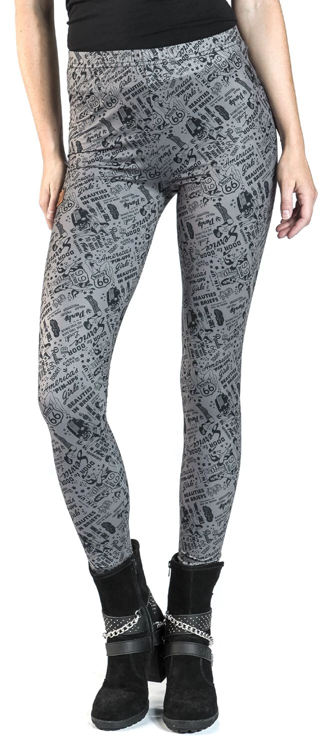 "Rock Rebel X Route 66 - Grey/Black Leggings With All-Over Print" Leggings Grey-black By Rock Rebel By EMP - Image 5
