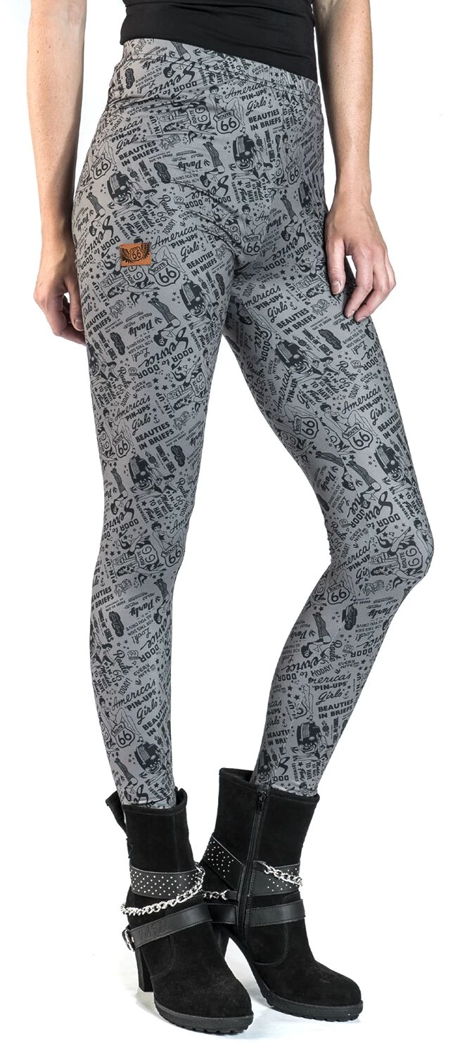 "Rock Rebel X Route 66 - Grey/Black Leggings With All-Over Print" Leggings Grey-black By Rock Rebel By EMP - Image 6