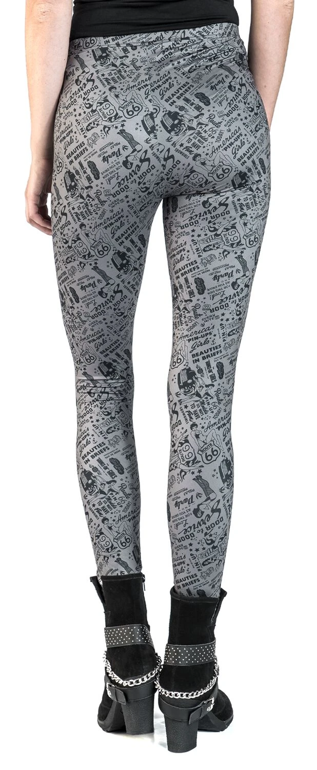 "Rock Rebel X Route 66 - Grey/Black Leggings With All-Over Print" Leggings Grey-black By Rock Rebel By EMP - Image 7