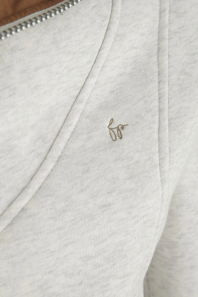 "Sarah" Hooded Zip Mottled Grey By Forplay - Image 3