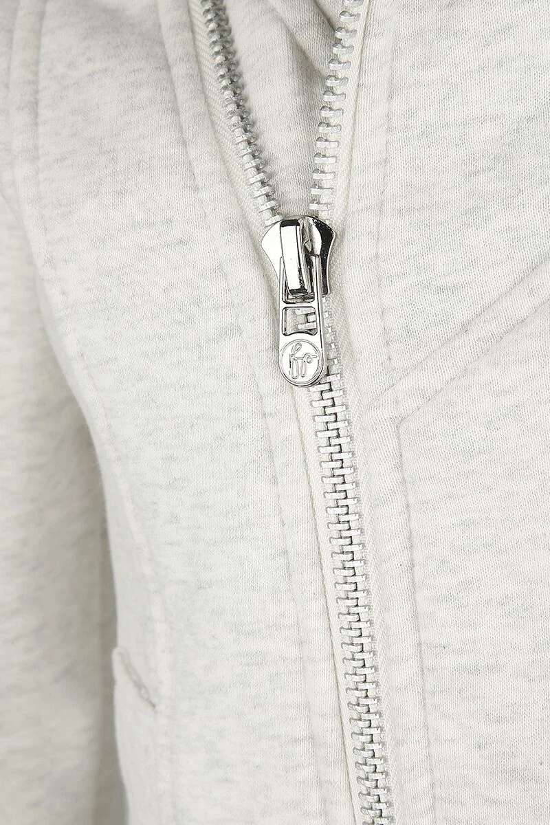 "Sarah" Hooded Zip Mottled Grey By Forplay - Image 4