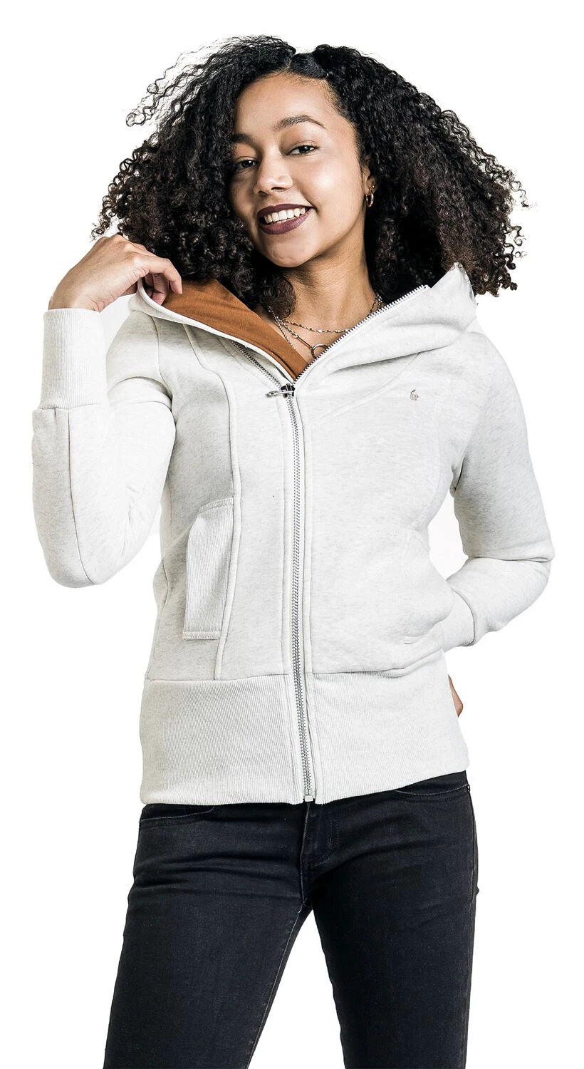 "Sarah" Hooded Zip Mottled Grey By Forplay - Image 5