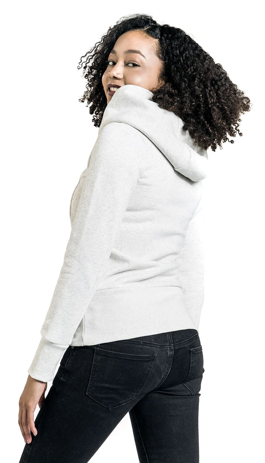 "Sarah" Hooded Zip Mottled Grey By Forplay - Image 6