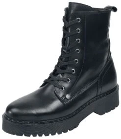 "Black Lace-Up Boots With Wide Sole" Boot Black By Black Premium By EMP