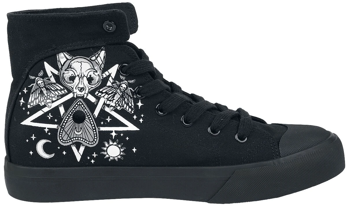 "Sneakers With Pentagrams And Occult Symbols" Sneakers High Black By Gothicana By EMP - Image 3