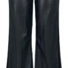 "Ladies Faux Leather Wide Leg Trousers" Imitation Leather Trousers Black By Urban Classics