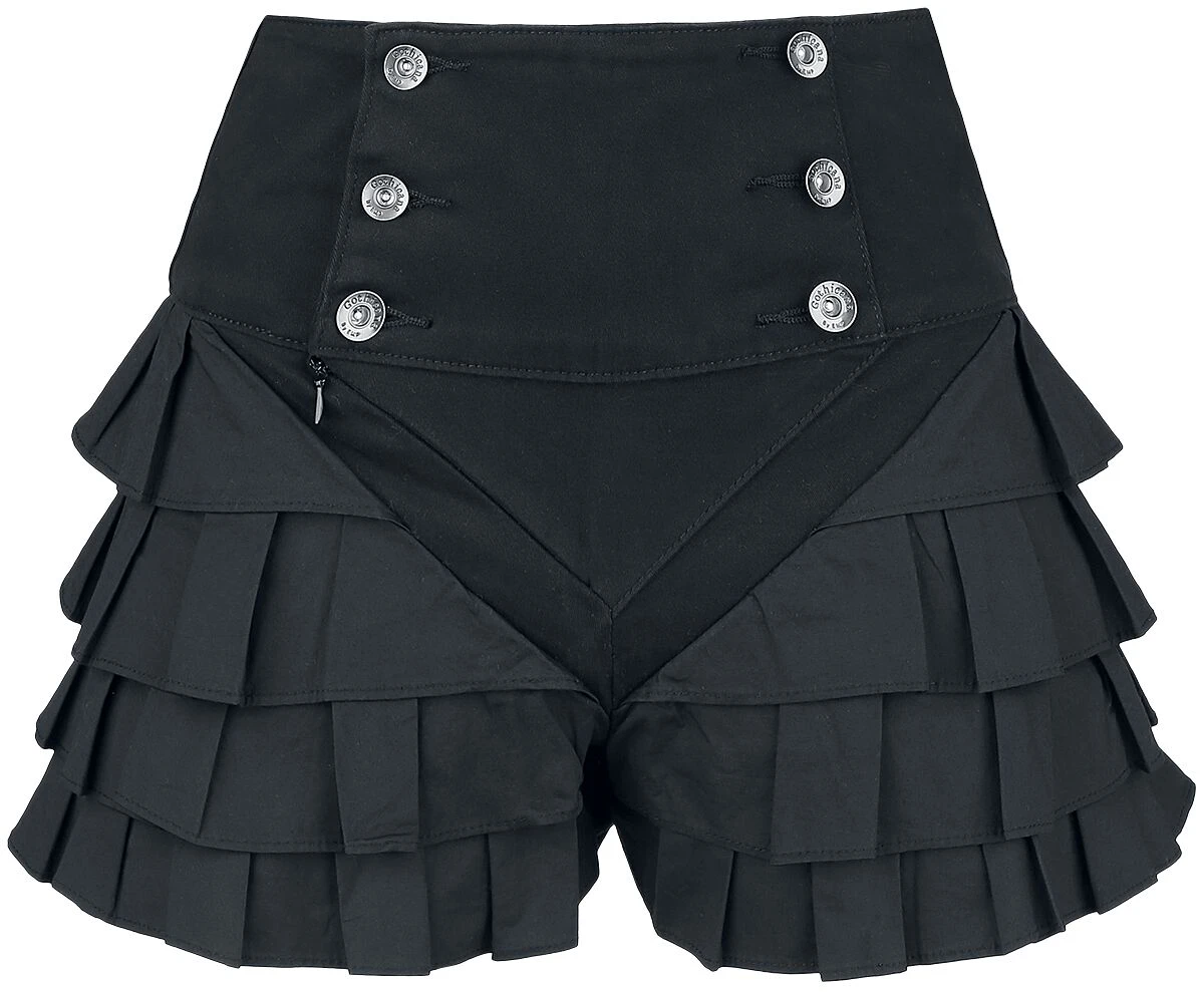 "Shorts With Frills" Hot Pants Black By Gothicana By EMP