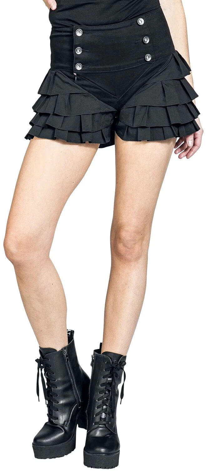 "Shorts With Frills" Hot Pants Black By Gothicana By EMP - Image 4