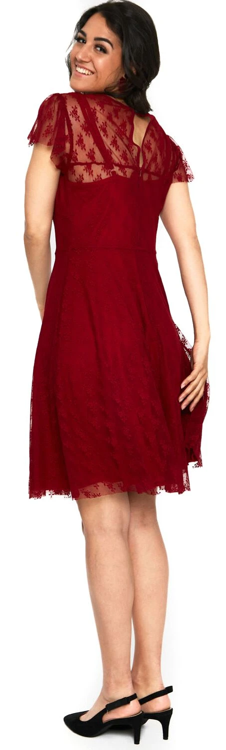 "Melody Lace Occasion Dress" Medium-length Dress Red By Voodoo Vixen - Image 2