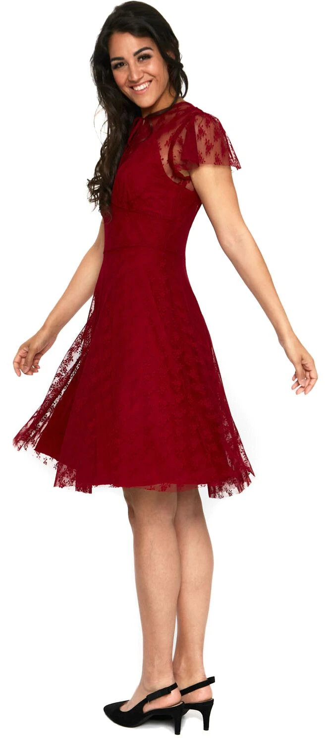 "Melody Lace Occasion Dress" Medium-length Dress Red By Voodoo Vixen - Image 3
