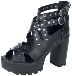 "High Heels With Straps And Studs" High Heel Black By Black Premium By EMP