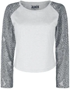 "Raglan-Style Long-Sleeve" Long-sleeve Shirt Mottled Light Grey/mottled Dark Grey By Black Premium By EMP