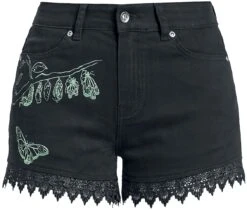"Shorts With Butterfly Print" Shorts Black By Gothicana By EMP