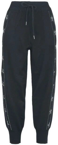 "Embellished Star And Stripe Cuffed Jogger" Tracksuit Trousers Black By QED London