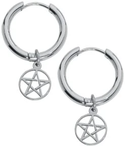 "Pentagram Hoops" Earring Silver-coloured By EtNox