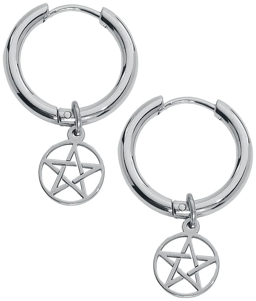 "Pentagram Hoops" Earring Silver-coloured By EtNox