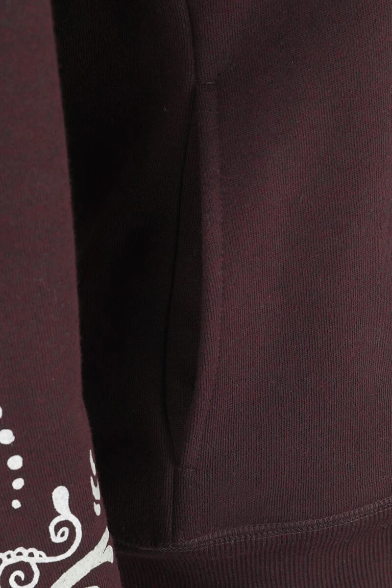 "Hoodie With Día De Los Muertos Print" Hooded Sweater Burgundy By Rock Rebel By EMP - Image 4