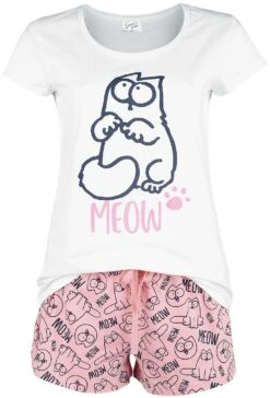 "Meow" Pyjama White-pink By Simon' S Cat