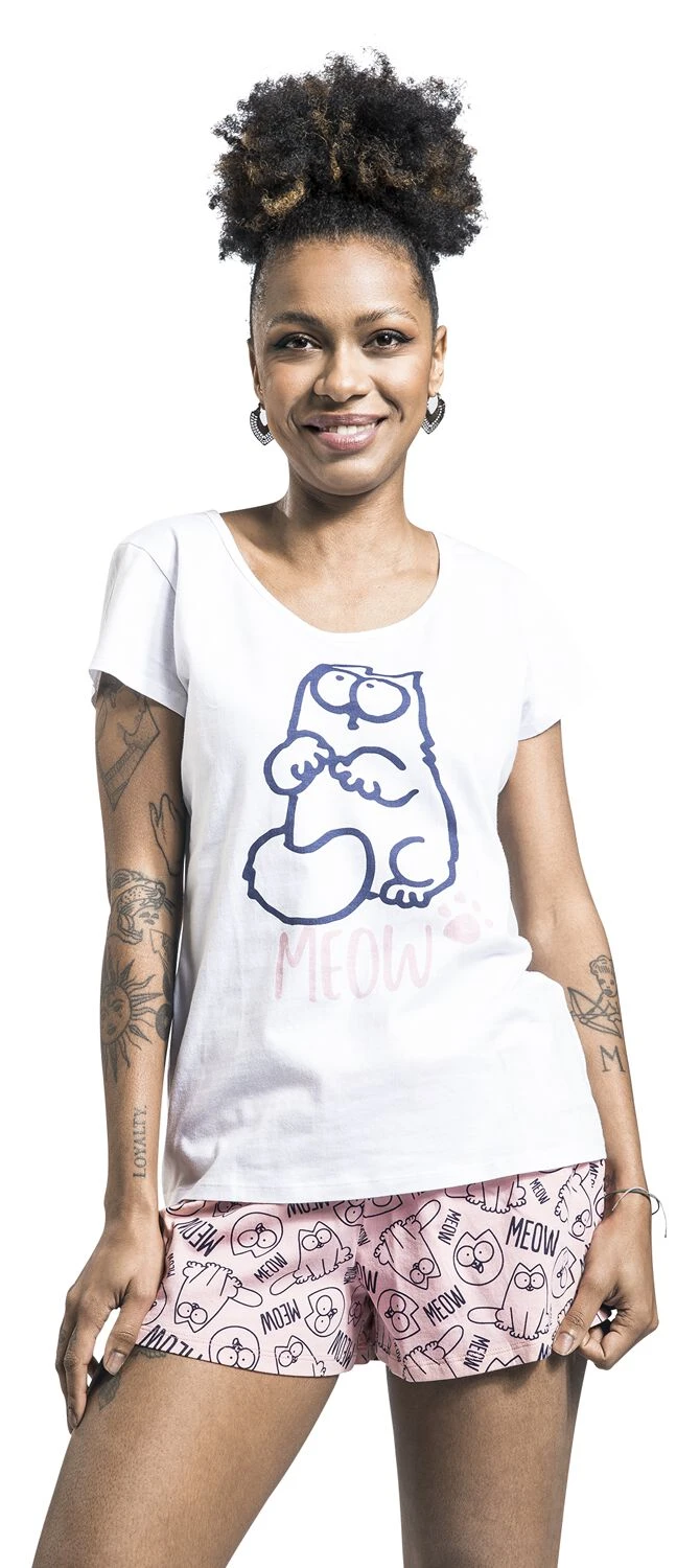 "Meow" Pyjama White-pink By Simon' S Cat - Image 6