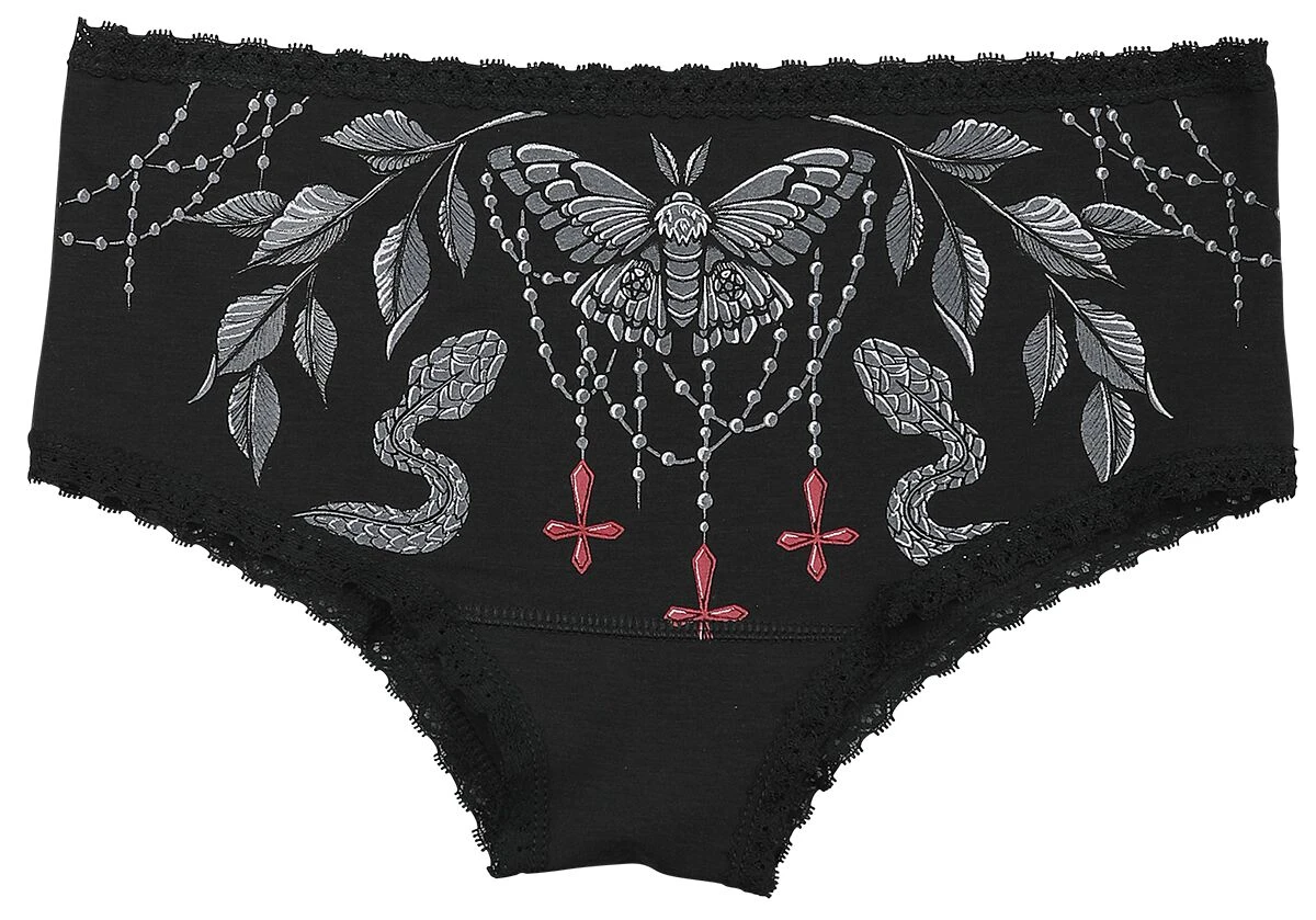 "Three-pack Of Pants With Witch Motifs" Panty Set Black By Gothicana By EMP - Image 3