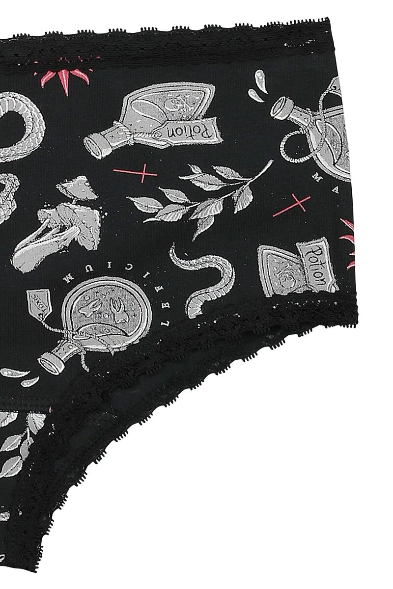 "Three-pack Of Pants With Witch Motifs" Panty Set Black By Gothicana By EMP - Image 5