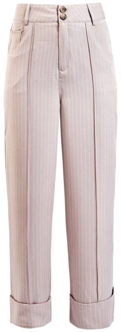 "Pinstripe Turn Up Trouser" Cloth Trousers Pink-white By Voodoo Vixen