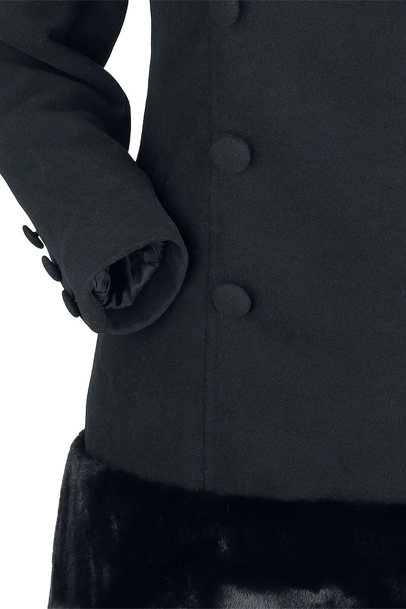 "Jacket With Plush" Winter Jacket Black By Gothicana By EMP - Image 3