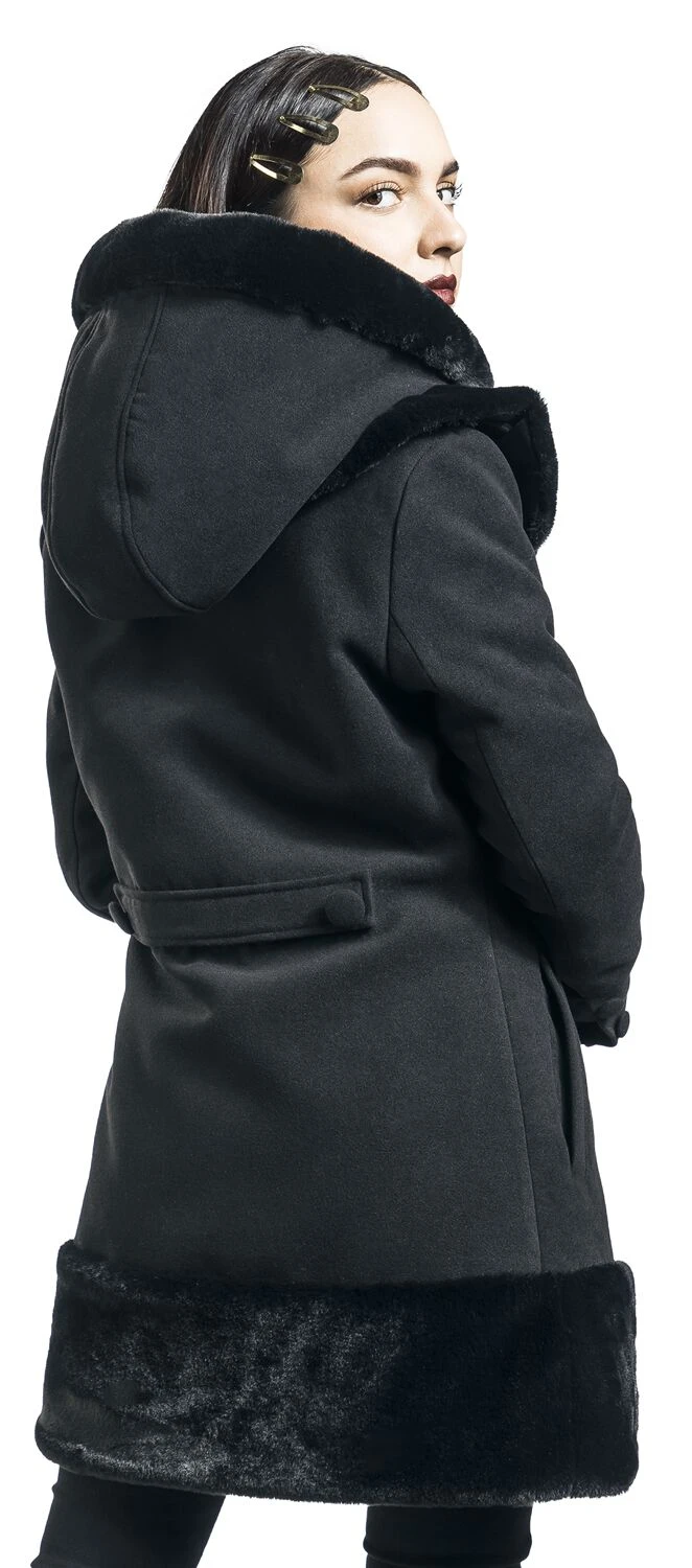 "Jacket With Plush" Winter Jacket Black By Gothicana By EMP - Image 5