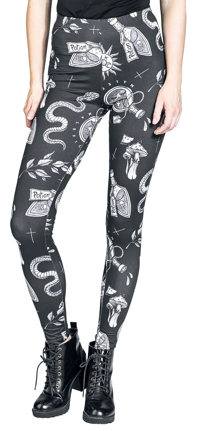 "Leggings With All-Over Print" Leggings Black By Gothicana By EMP - Image 4