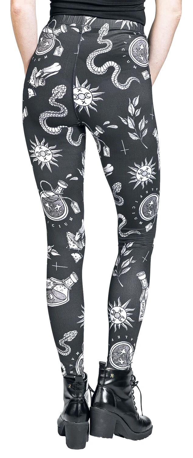 "Leggings With All-Over Print" Leggings Black By Gothicana By EMP - Image 5