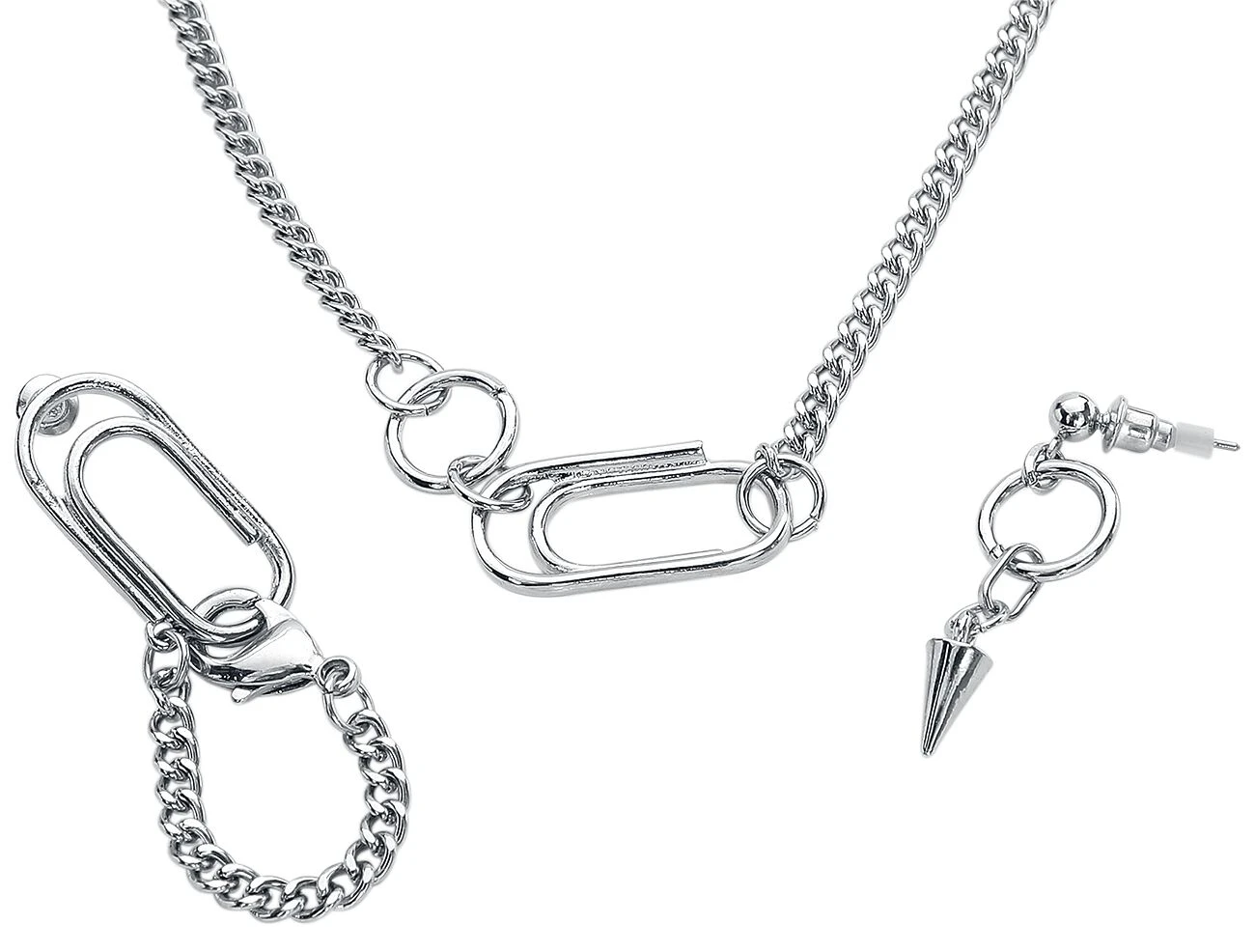 "Basic Clip" Necklace Silver-coloured By Black Premium By EMP