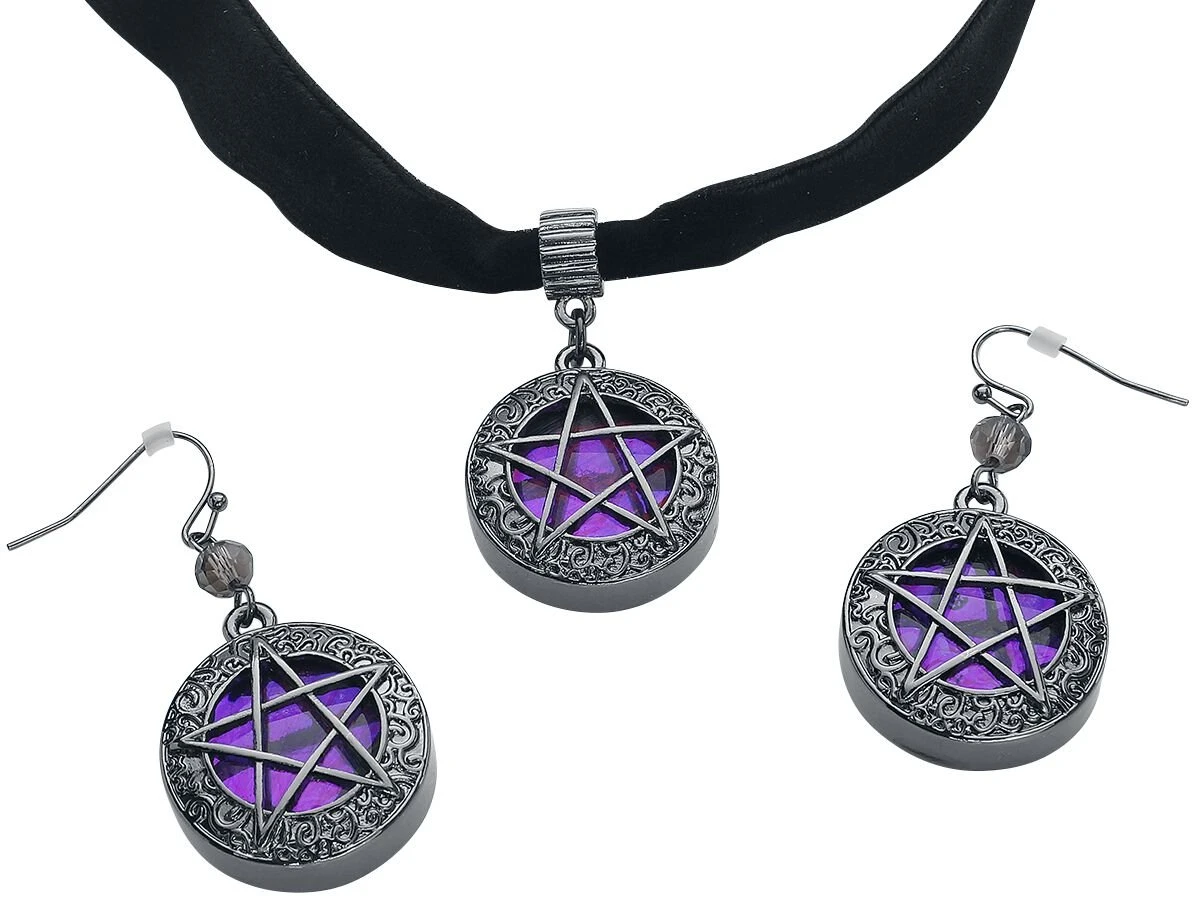 "Shiny Pentagram" Choker Black By Gothicana By EMP