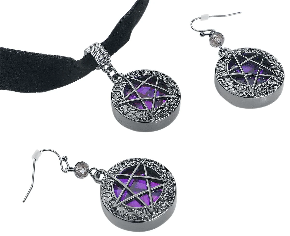 "Shiny Pentagram" Choker Black By Gothicana By EMP - Image 4