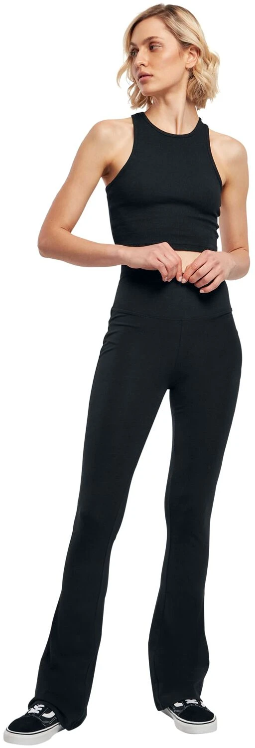 "Ladies Organic Stretch Jersey Bootcut Leggings" Leggings Black By Urban Classics - Image 4