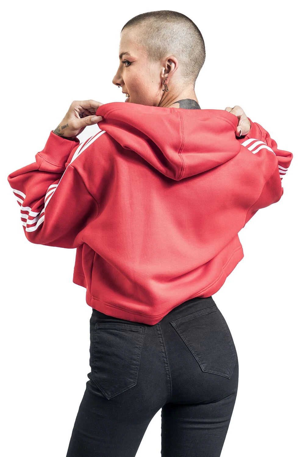 "Short Hoodie" Hooded Sweater Red By Adidas - Image 5