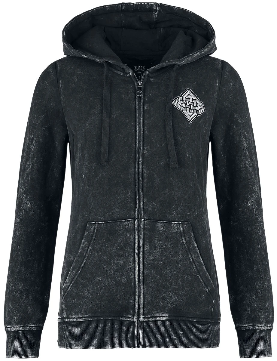 "Hooded Jacket With Celtic Adornment" Hooded Zip Black By Black Premium By EMP