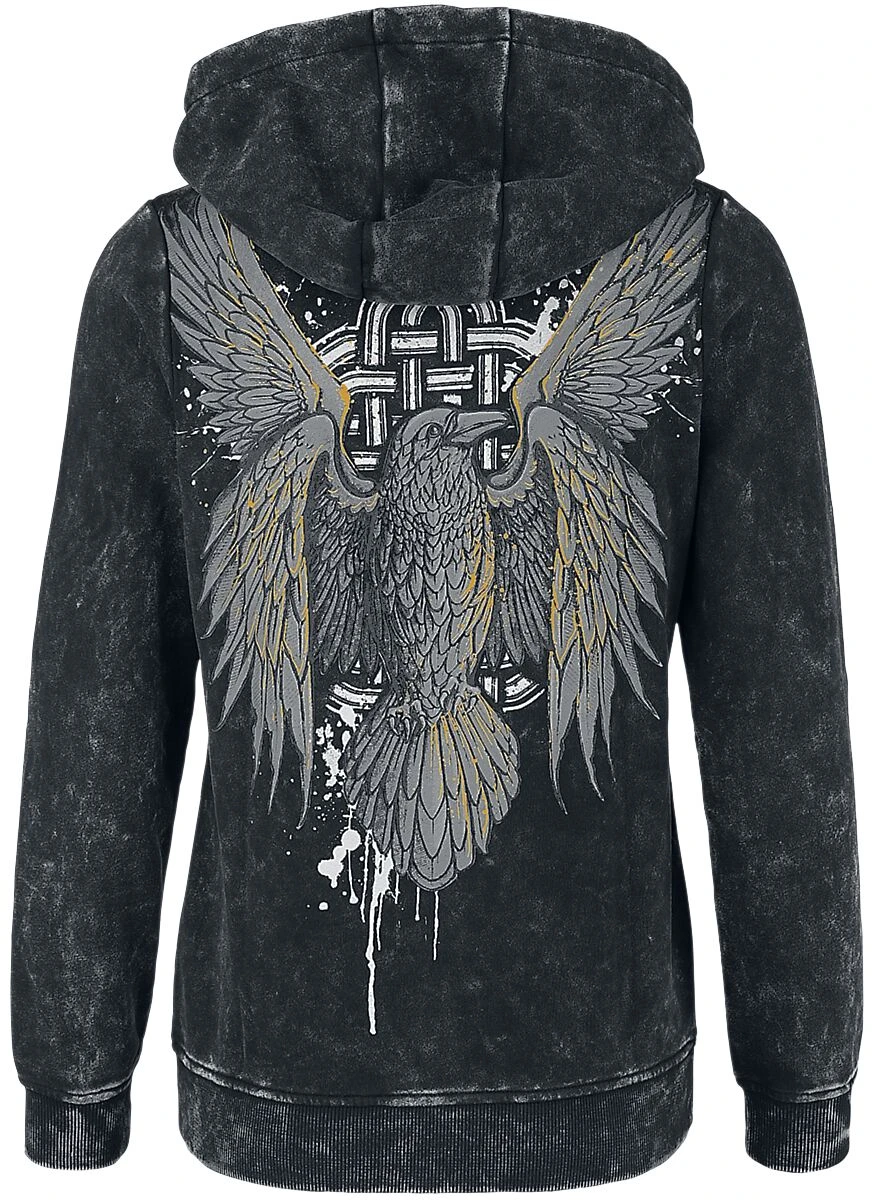 "Hooded Jacket With Celtic Adornment" Hooded Zip Black By Black Premium By EMP - Image 2