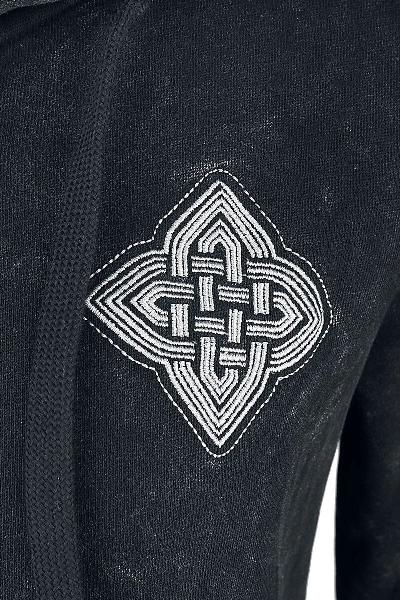 "Hooded Jacket With Celtic Adornment" Hooded Zip Black By Black Premium By EMP - Image 3