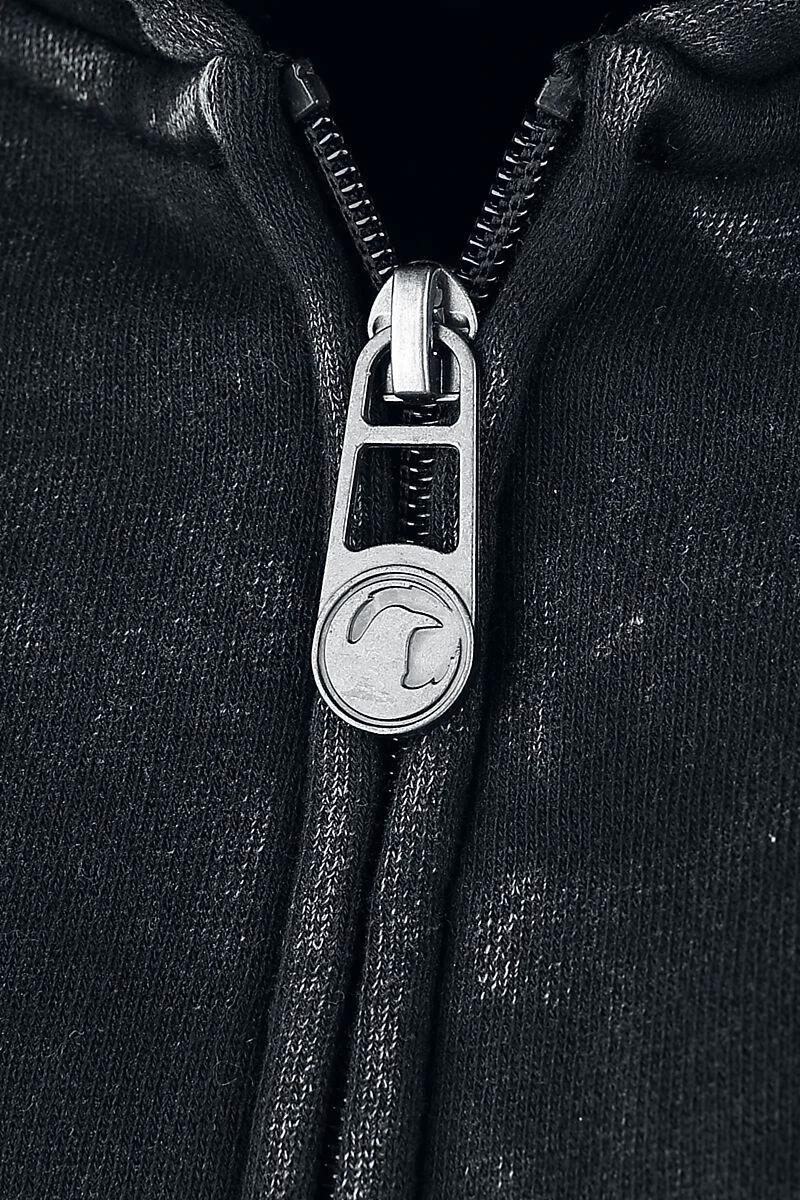 "Hooded Jacket With Celtic Adornment" Hooded Zip Black By Black Premium By EMP - Image 4