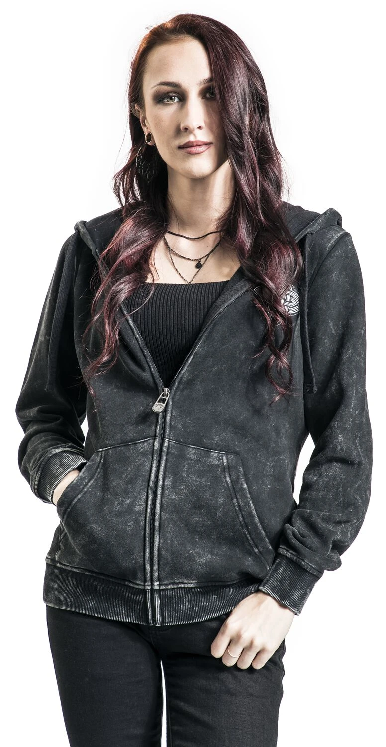 "Hooded Jacket With Celtic Adornment" Hooded Zip Black By Black Premium By EMP - Image 6