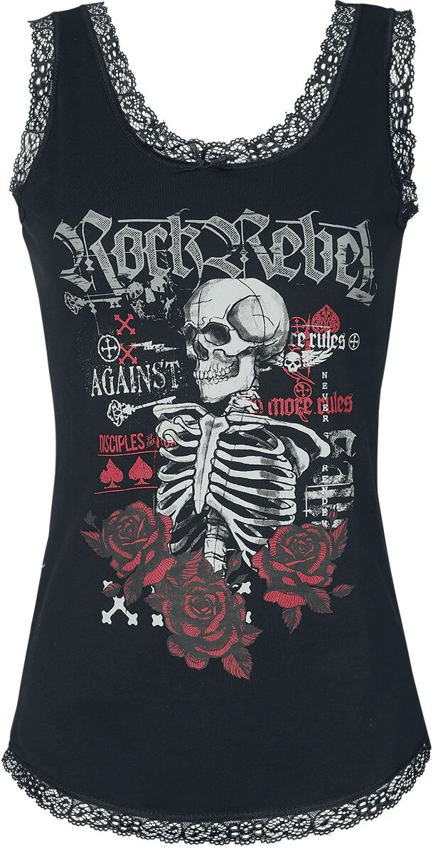 "Pyjamas With Roses And Skull" Pyjama Black By Rock Rebel By EMP - Image 3