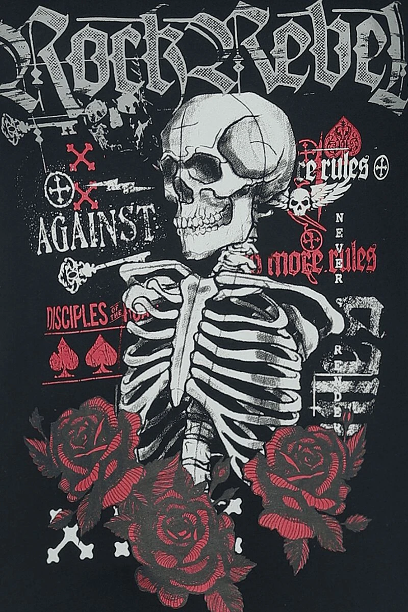 "Pyjamas With Roses And Skull" Pyjama Black By Rock Rebel By EMP - Image 4